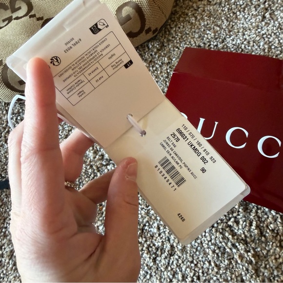 Gucci Camel Ebony Canvas Jumbo GG Belt Bag Size 90 - Picture 4 of 16